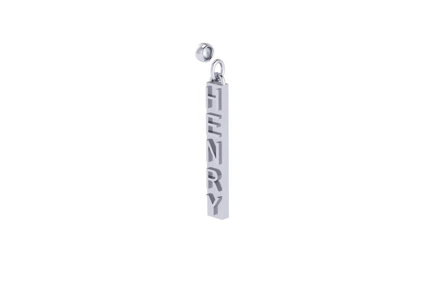 Custom 14kt White Gold Henry pendant with natural diamond