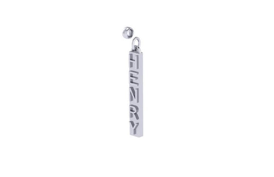 Custom 14kt White Gold Henry pendant with natural diamond