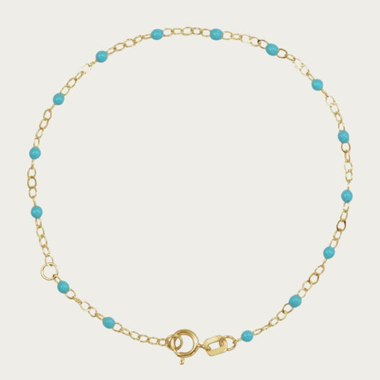 14kt yellow gold turquoise beaded bracelet
