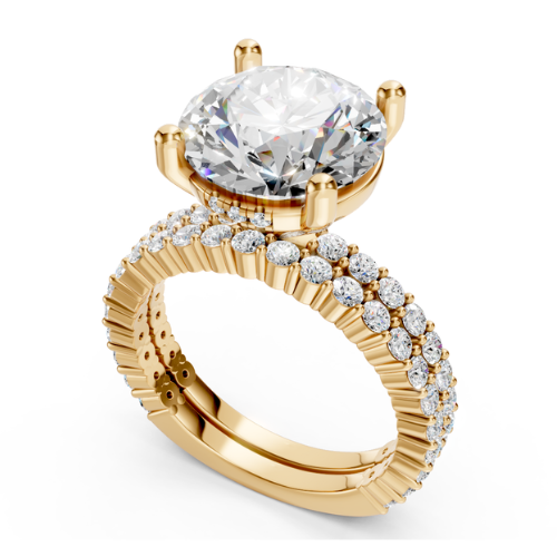 Custom 14K Yellow Gold Engagement Ring & Wedding Band