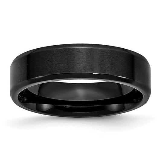 6mm Black Stainless Steel Mens Wedding Band