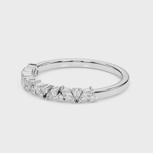 Custom Marquise & Round Natural Diamond Band with Sapphires